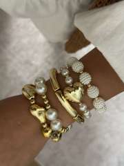 Ins Style Fashion Accessible Luxury Acrylic Heart Bamboo Imitation Pearl Bracelet Set