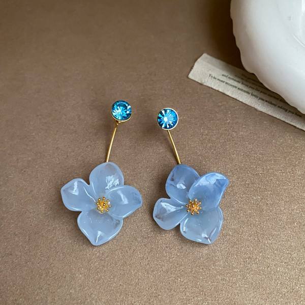 18K Real Gold Electroplated Super Fairy Diamond-Encrusted Resin Flower Earrings