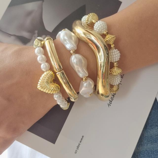 5pcs set imitation pearl acrylic bracelet set