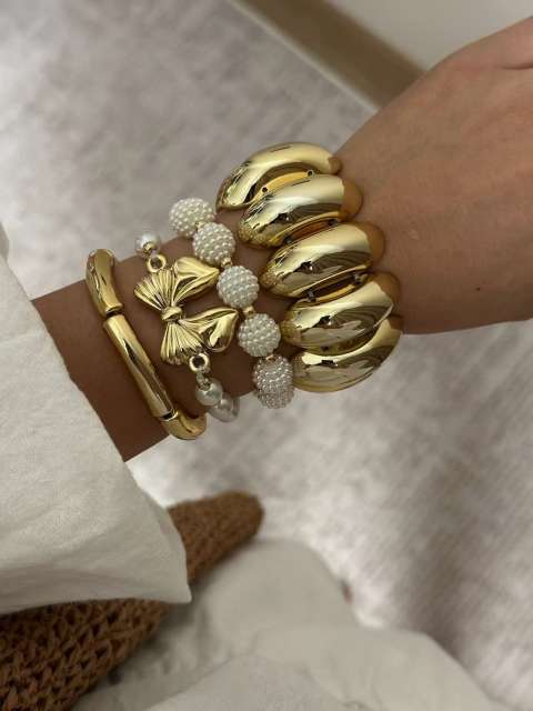 New Fashion Bow Geometric Retro High-End Acrylic Beaded Bracelet Set