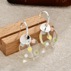 Spring Summer New Dopamine-Colored Polka Dot Resin Earrings