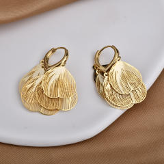 Super Fairy Cut Out Metal Petal Tassel Earrings gold plated copper earrings
