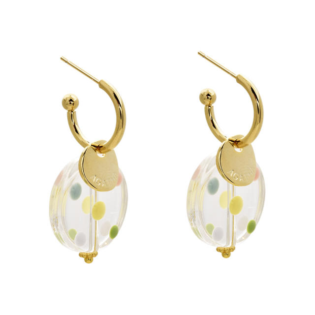 Spring Summer New Dopamine-Colored Polka Dot Resin Earrings