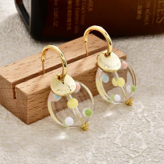 Spring Summer New Dopamine-Colored Polka Dot Resin Earrings