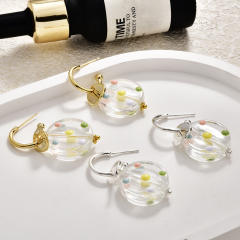 Spring Summer New Dopamine-Colored Polka Dot Resin Earrings