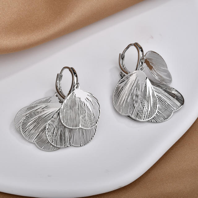 Super Fairy Cut Out Metal Petal Tassel Earrings gold plated copper earrings