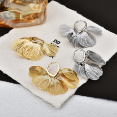 Super Fairy Cut Out Metal Petal Tassel Earrings gold plated copper earrings