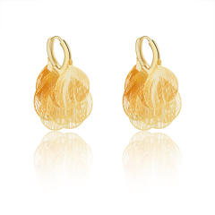 Super Fairy Cut Out Metal Petal Tassel Earrings gold plated copper earrings