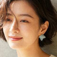 Minimalist Design Pleated Square Micro-Encrusted Full turquoise Earrings