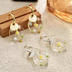 Spring Summer New Dopamine-Colored Polka Dot Resin Earrings