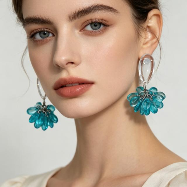 Fresh Forest-Inspired Transparent Green Grape Glass Earrings
