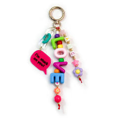 Y2K color matching LOVE letter bead bag charms diy accessory keychain