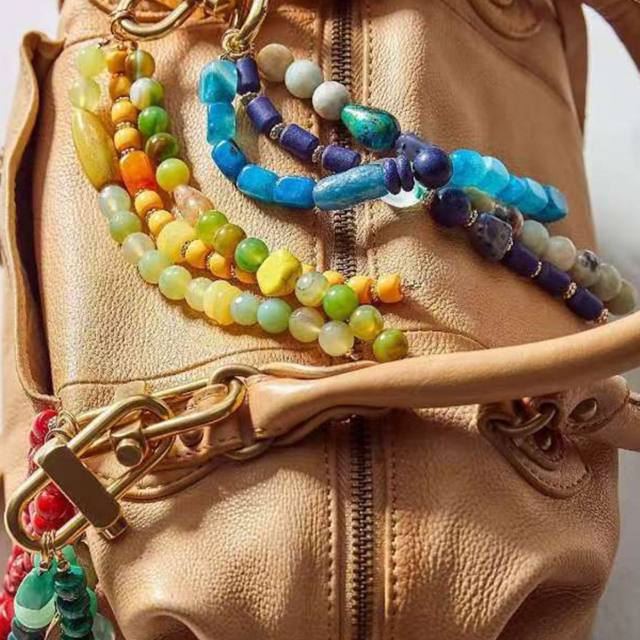 High-End Agate Raw Stone Bag Pendant Bag charms accessory
