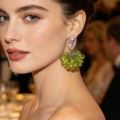 Fresh Forest-Inspired Transparent Green Grape Glass Earrings
