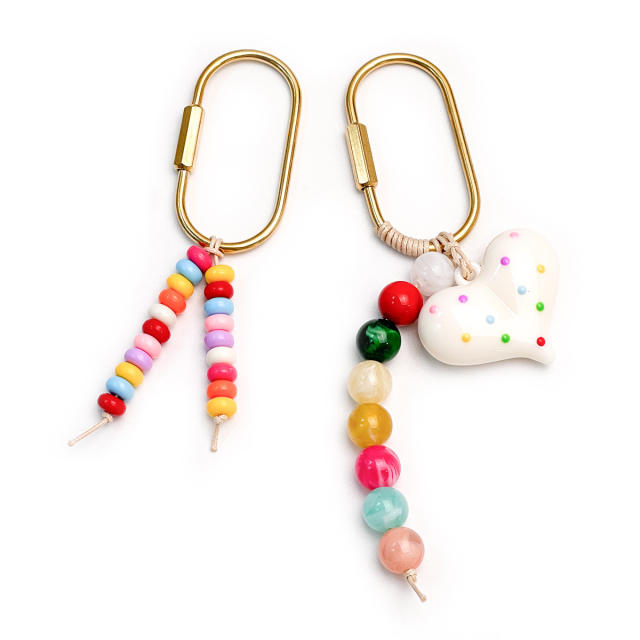 Korean fashion candy color bead handmade bag charms keychain accessory