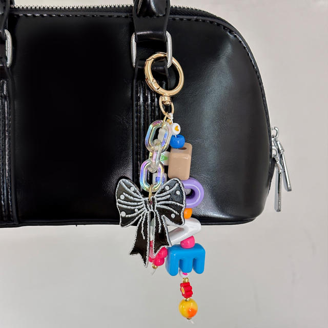 Y2K color matching LOVE letter bead bag charms diy accessory keychain