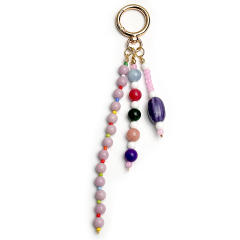 Handmade Colorful Beaded Tassel Pendants Agate Stone Bag Charms