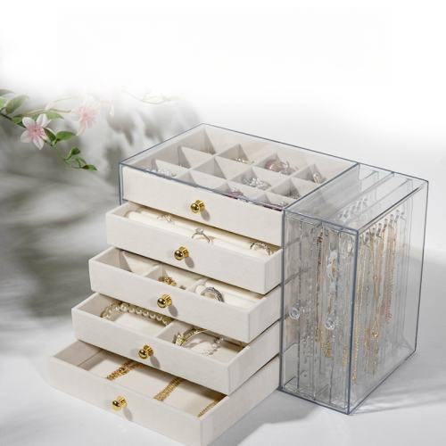 Acrylic Transparent Earring Box with 5 Drawers Hanging Jewelry Stand Necklace Earrings Ring Bracelet Display Box
