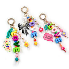 Y2K color matching LOVE letter bead bag charms diy accessory keychain