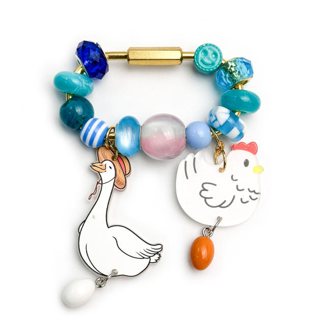 Cartoon Beaded Bag Charms Pandora Style DIY Beaded Pendants Animal Keychain Wholesale