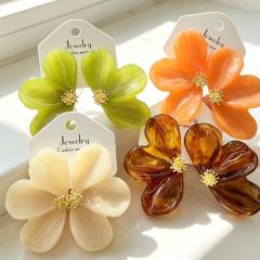 Exaggerated Oversized Colorful Resin Flower Earrings
