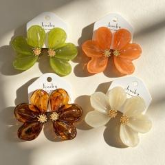 Exaggerated Oversized Colorful Resin Flower Earrings