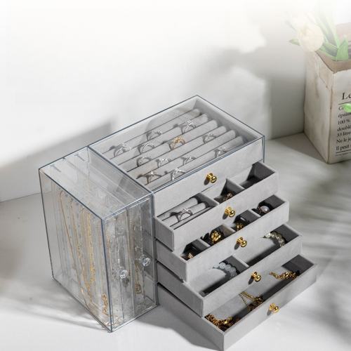 Acrylic Transparent Earring Box with 5 Drawers Hanging Jewelry Stand Necklace Earrings Ring Bracelet Display Box