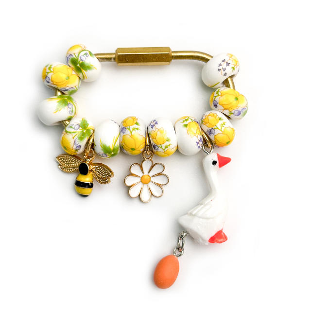 Cartoon Beaded Bag Charms Pandora Style DIY Beaded Pendants Animal Keychain Wholesale
