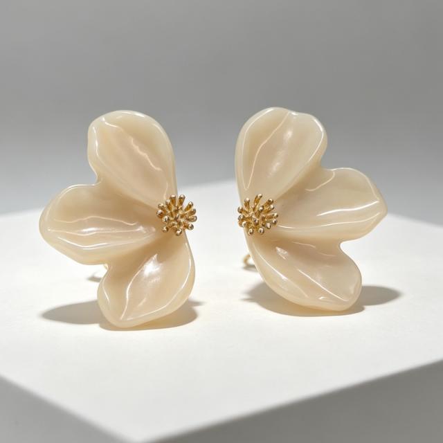 Exaggerated Oversized Colorful Resin Flower Earrings
