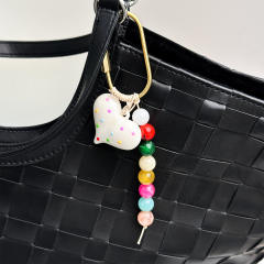 Korean fashion candy color bead handmade bag charms keychain accessory