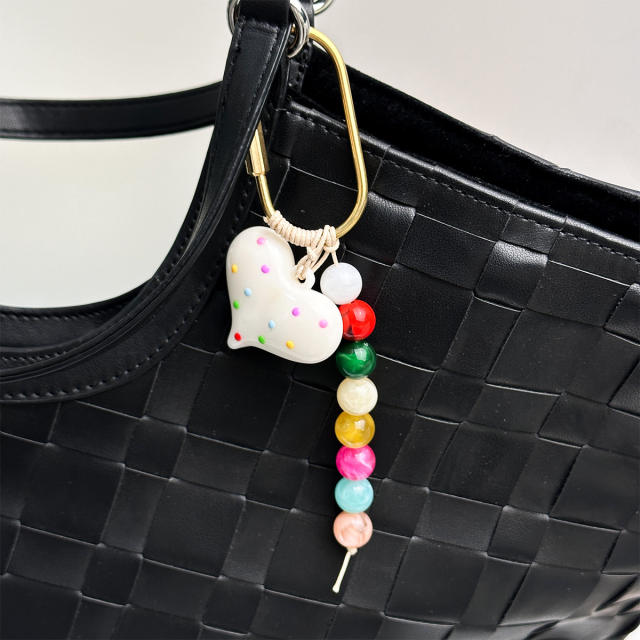 Korean fashion candy color bead handmade bag charms keychain accessory