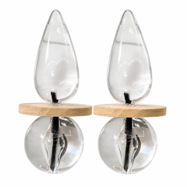 Summer Minimalist Geometric Wooden Patchwork Earrings Water Drop Transparent Ball Earrings