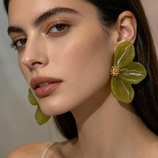 Exaggerated Oversized Colorful Resin Flower Earrings