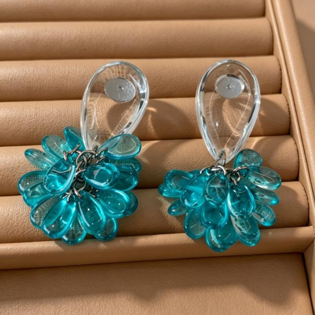 Fresh Forest-Inspired Transparent Green Grape Glass Earrings