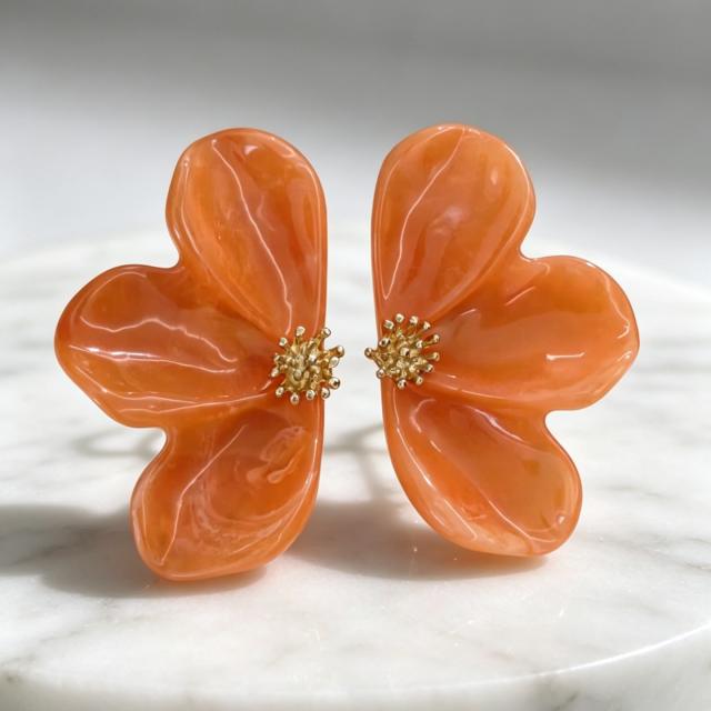 Exaggerated Oversized Colorful Resin Flower Earrings
