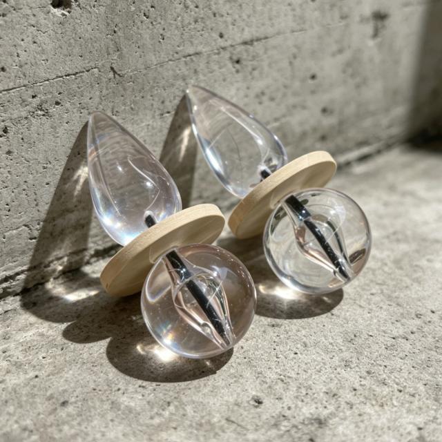 Summer Minimalist Geometric Wooden Patchwork Earrings Water Drop Transparent Ball Earrings