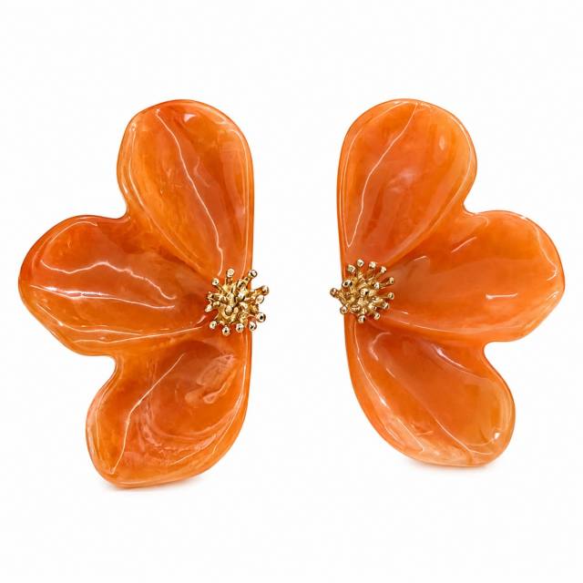 Exaggerated Oversized Colorful Resin Flower Earrings