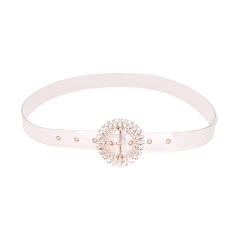 New Style Marquise Glass Diamond Buckle Fashionable Women's Leather Belt