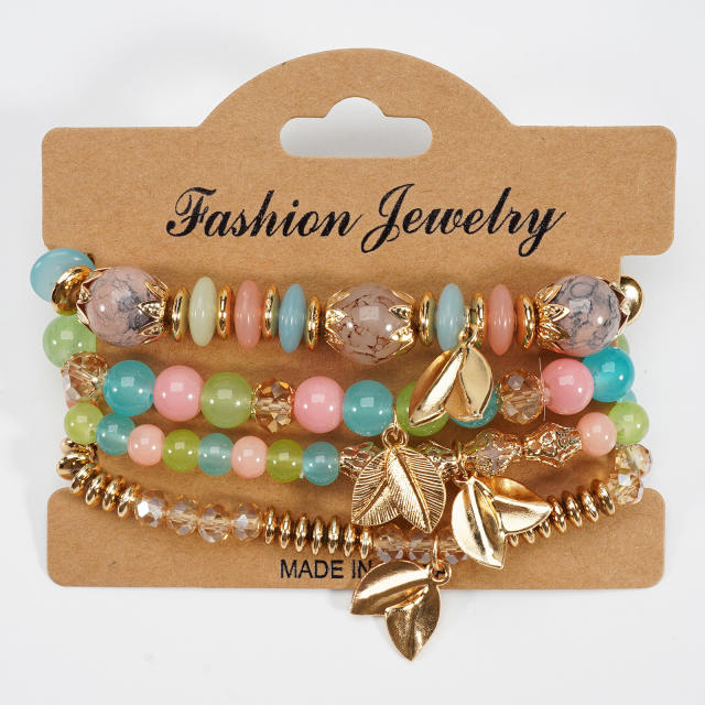 Bohemian Leaf Pendant Multi-Layer Bracelet Wholesale