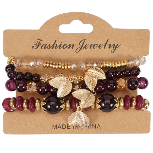 Bohemian Leaf Pendant Multi-Layer Bracelet Wholesale