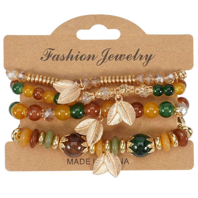 Bohemian Leaf Pendant Multi-Layer Bracelet Wholesale