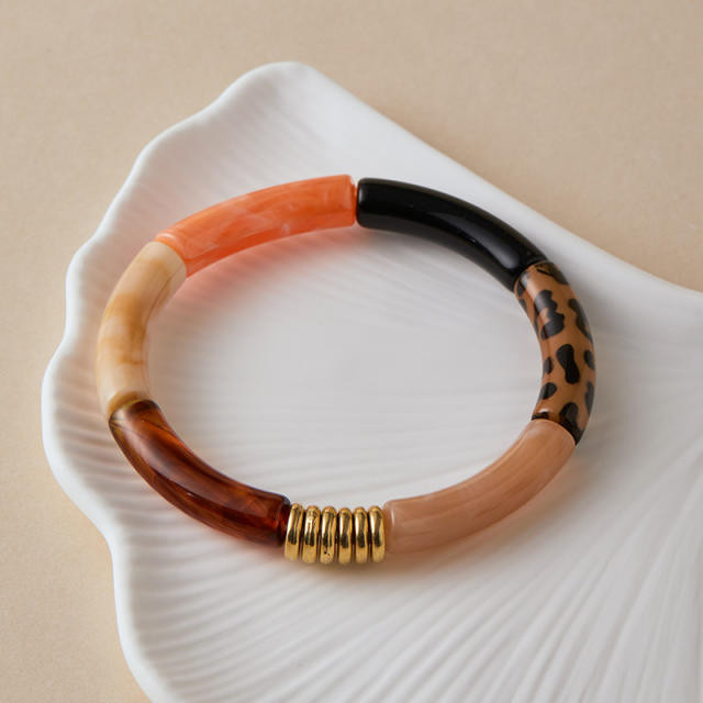 Hot-Selling Personalized Curved Bamboo Tube Multi-Color Colorful Bracelets arcylic bangle