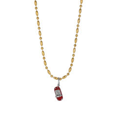 Retro Style Oil-Drip Colorful Car Bead Stainless Steel Necklace