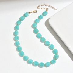 Boho colorful oval bead necklace for women