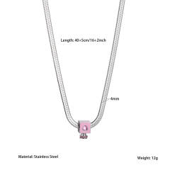 Personalized Stainless Steel necklace with Heart-Shaped Square pendant