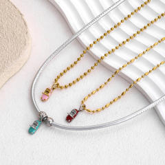 Retro Style Oil-Drip Colorful Car Bead Stainless Steel Necklace