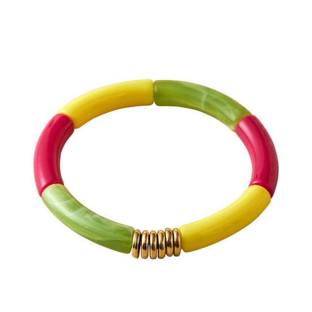 Hot-Selling Personalized Curved Bamboo Tube Multi-Color Colorful Bracelets arcylic bangle