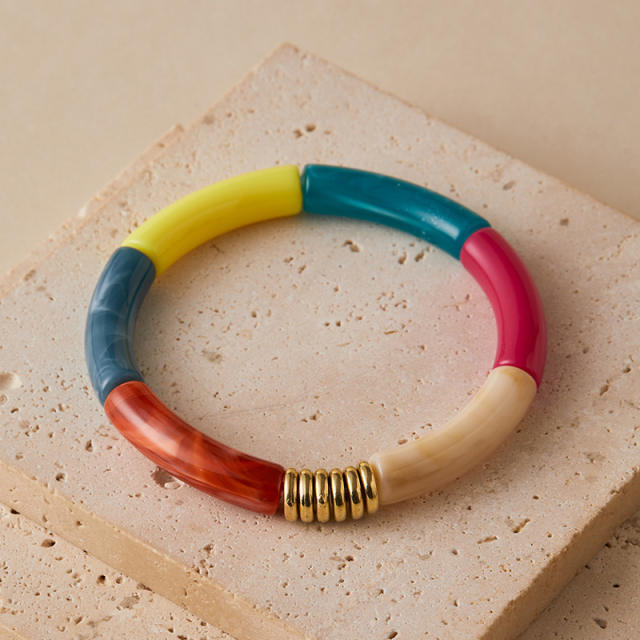 Hot-Selling Personalized Curved Bamboo Tube Multi-Color Colorful Bracelets arcylic bangle