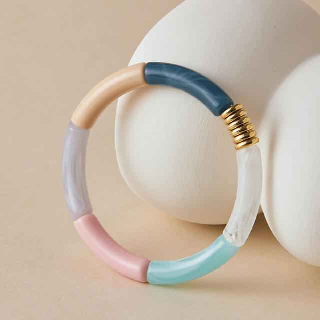 Hot-Selling Personalized Curved Bamboo Tube Multi-Color Colorful Bracelets arcylic bangle