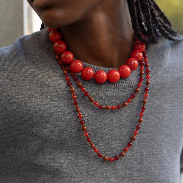 Summer Bohemian Style Beaded Necklace Handmade Necklace with Stacked Colorful Beads